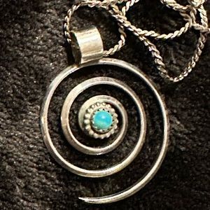 Turquoise spiral design pendant with necklace 925 sterling silver